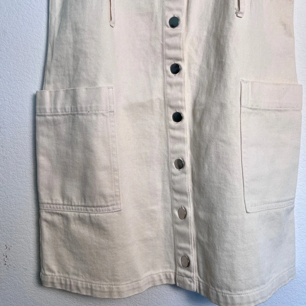 H and M White Cream‎ Denim 100% Cotton Mini Dress Romper size 6